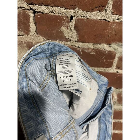 Wrangler Mens Blue Denim Straight Leg Distressed Jeans Size 31 x 28 - Picture 3 of 3